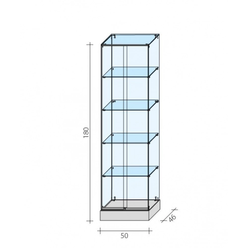 Gablota szklana AL2S - wymiary