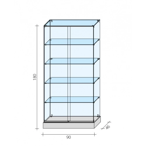 Gablota szklana AL 1 S - wymiary